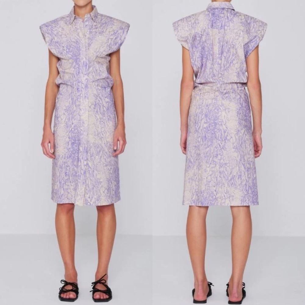 New Remain Birger Christensen Purple Marika Dress Shoulder Pads Size 8 Designer